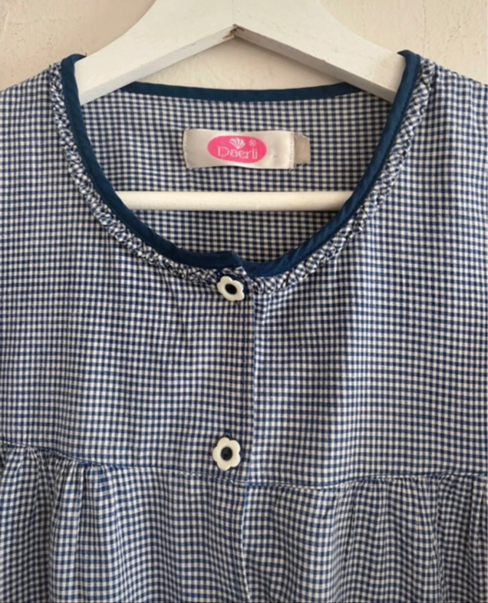 Vintage geruite blouse met borduursel maat 34 – photo 6